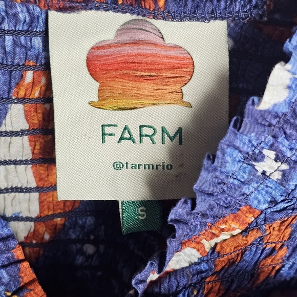 Farm Rio Pineapple Flowers High Neck Ruffles & Lace Blouse, EUC, size Small - Picture 9 of 13